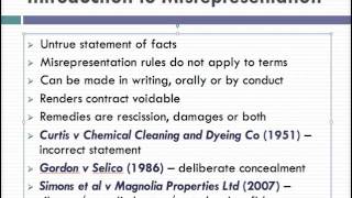 Misrepresentation Lecture 1 of 4 [upl. by Ecnadnac]